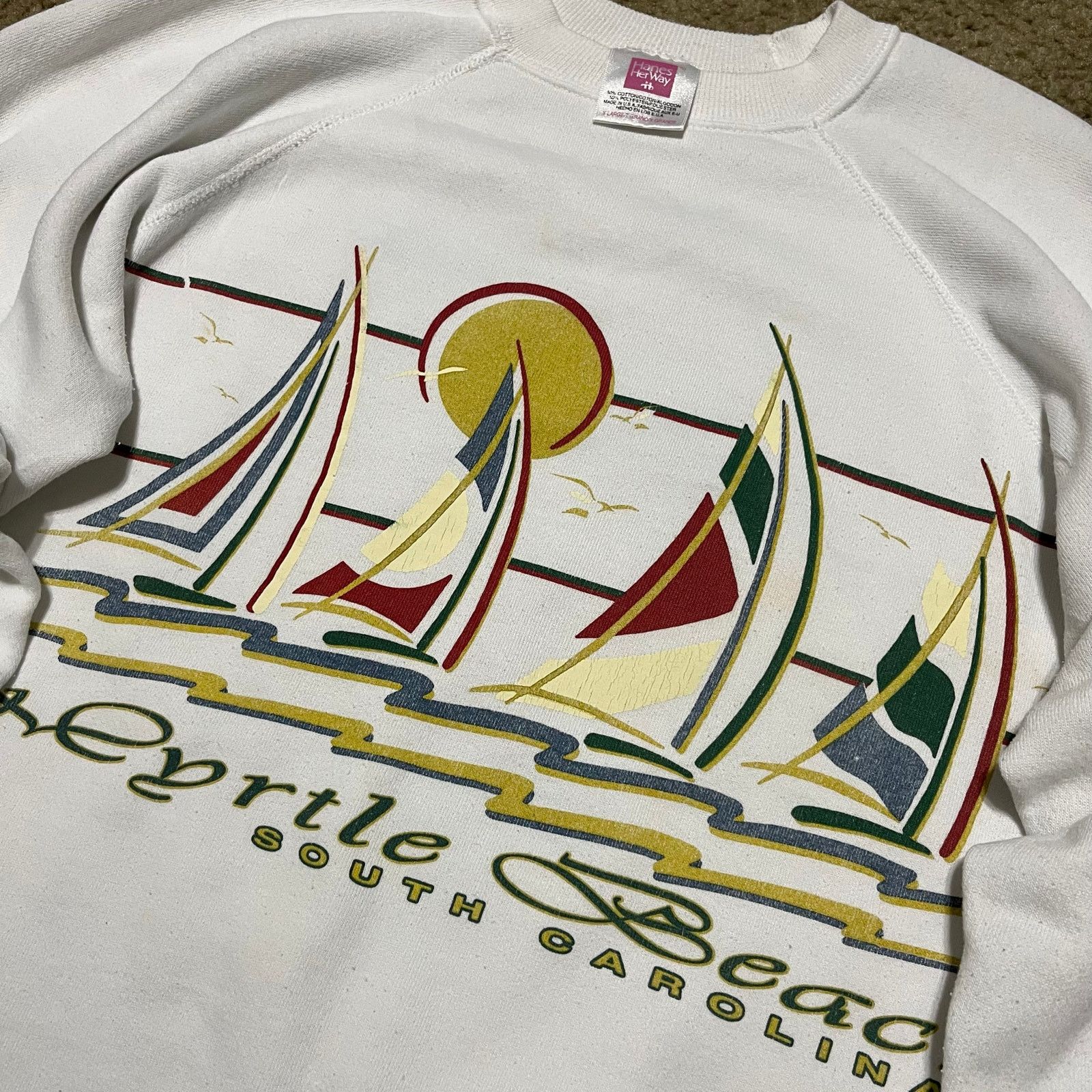 Hanes Vintage 90s Myrtle Beach South Carolina Graphic Crewneck XL Size US XL / EU 56 / 4 - 3 Thumbnail