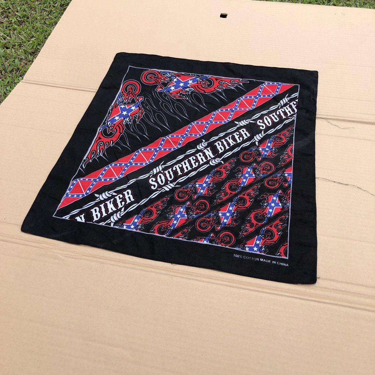 Vintage Southern Biker Rebel Flag Skull Bandana / Scarve / Scarf Size ONE SIZE - 4 Thumbnail
