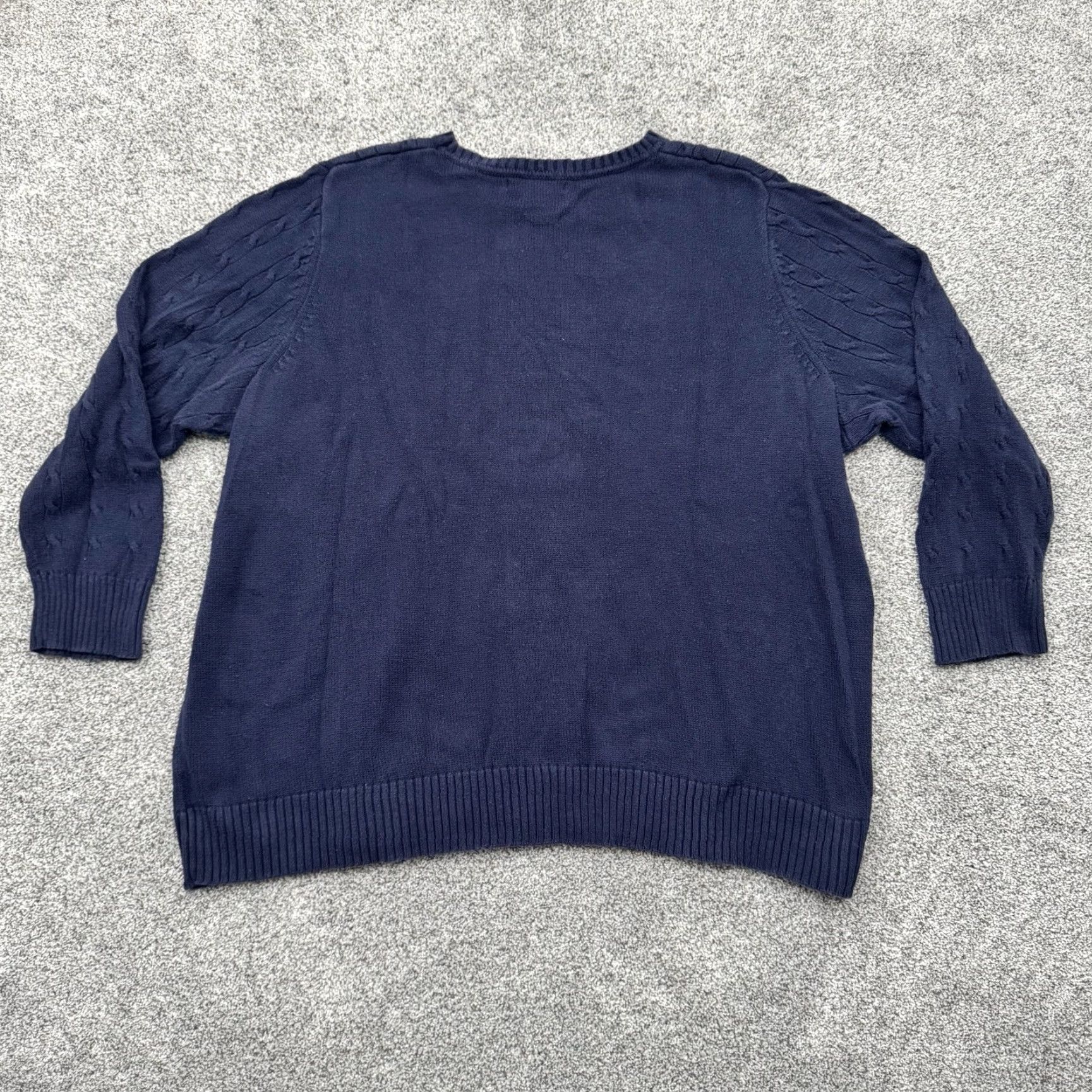 Vintage Woman Within Sweater Women 3X Plus 30/32 Fisherman Grandmacore Warm Preppy 2010s Blue Cotton Knit Crew Neck Long Sleeve Pullover All Seasons Casual Size XXL / US 16-18 / IT 52-54 - 7 Thumbnail