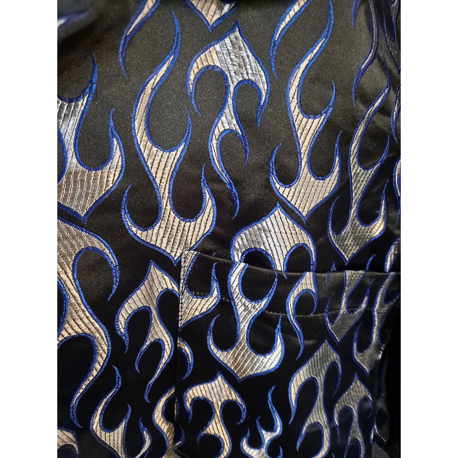 Other Vintage Street Culture Silver, Blue and Black Fire Button Up Size US XL / EU 56 / 4 - 2 Thumbnail