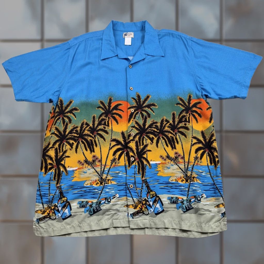 Cherokee Cherokee Button Up Shirt Mens Large Waikiki Hawaiian Sunset Aloha Short Sleeve Blue 80s 90s Beach Tropical Shirt Mens L Size US L / EU 52-54 / 3 - 1 Thumbnail