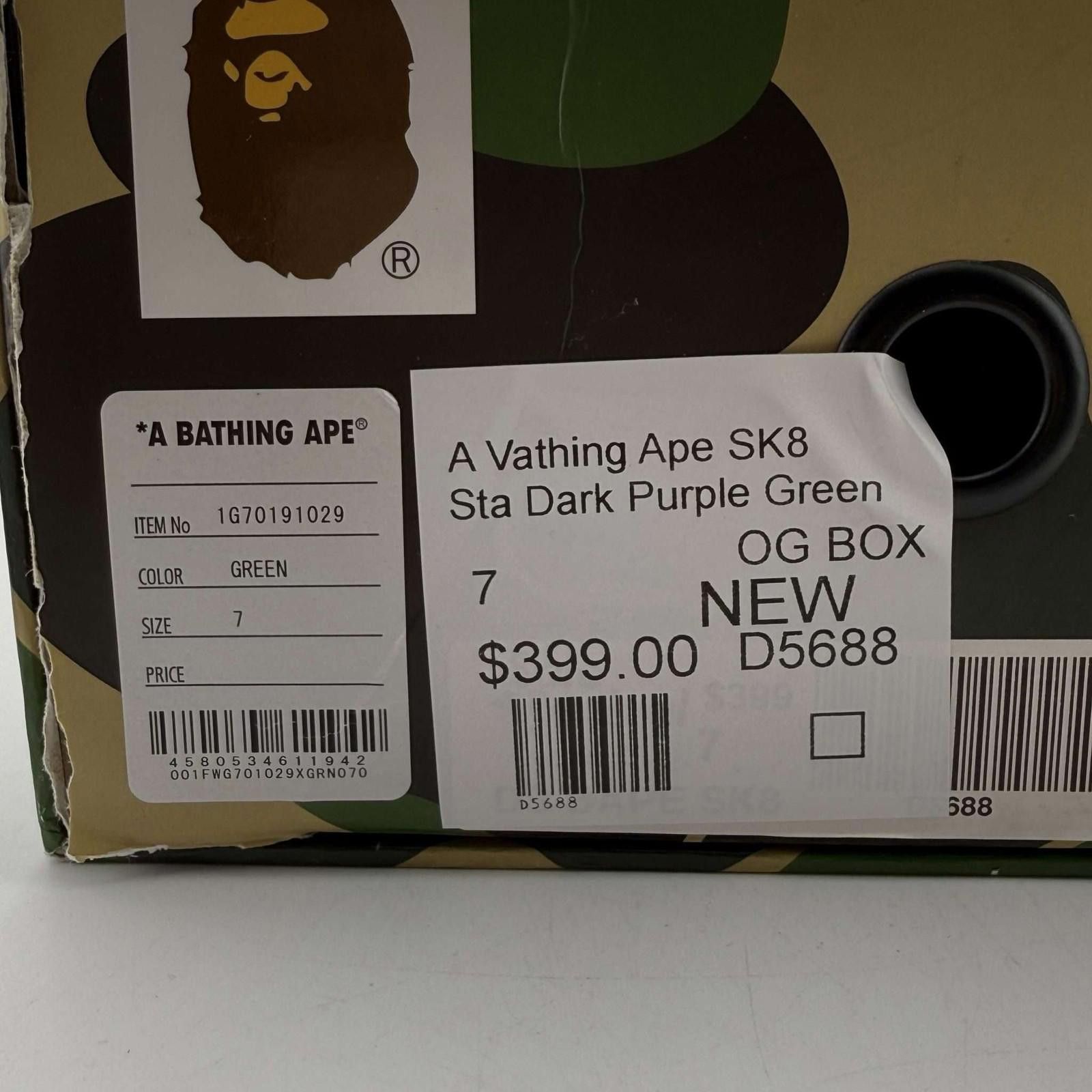 Other A Bathing Ape SK8 Sta Dark Purple Green OG Box D5688 Size US 7 / EU 40 - 8 Thumbnail