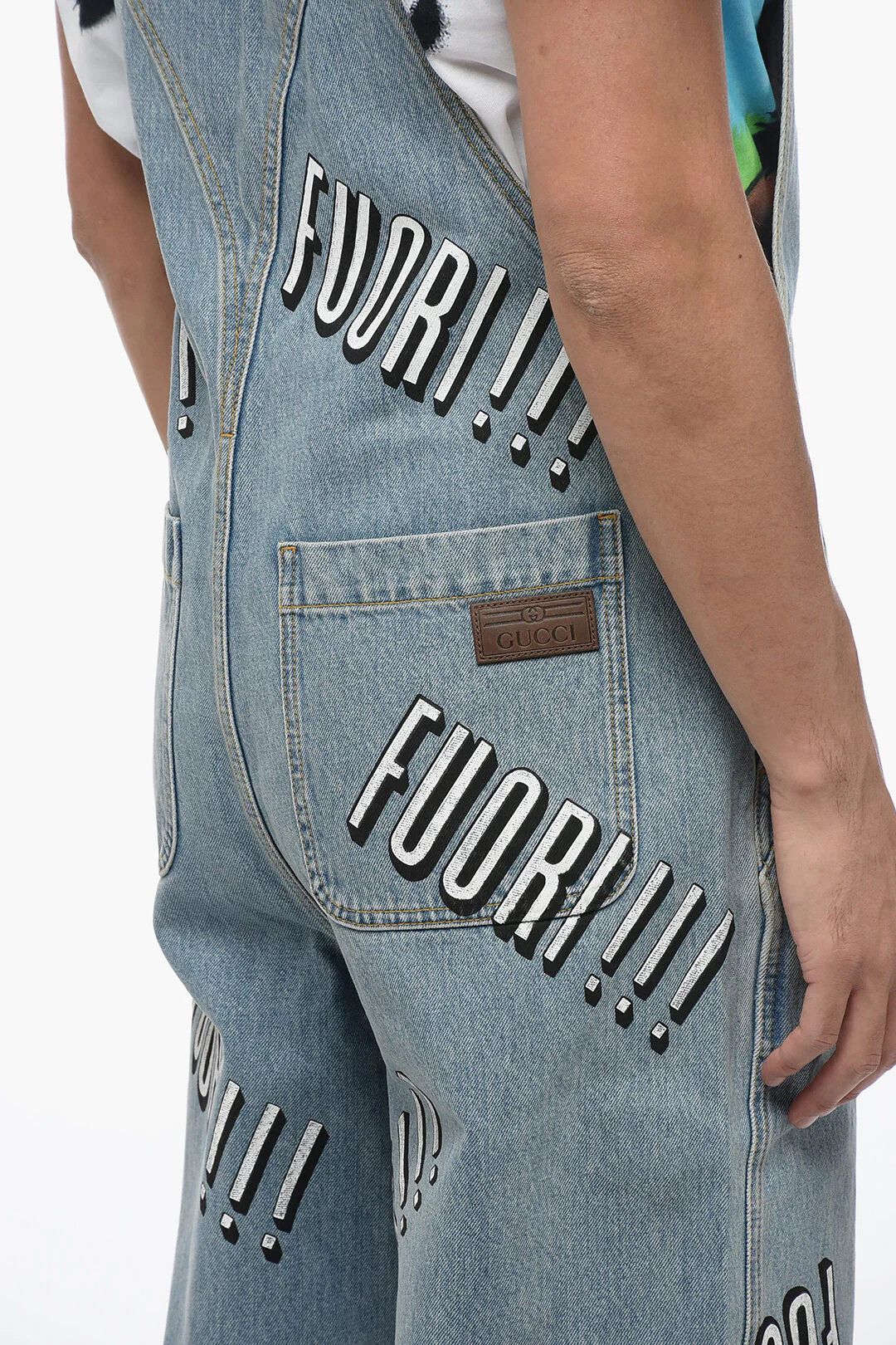 Gucci og1mm0426 Printed Denim Overalls in Light Blue Size US 31 - 4 Thumbnail