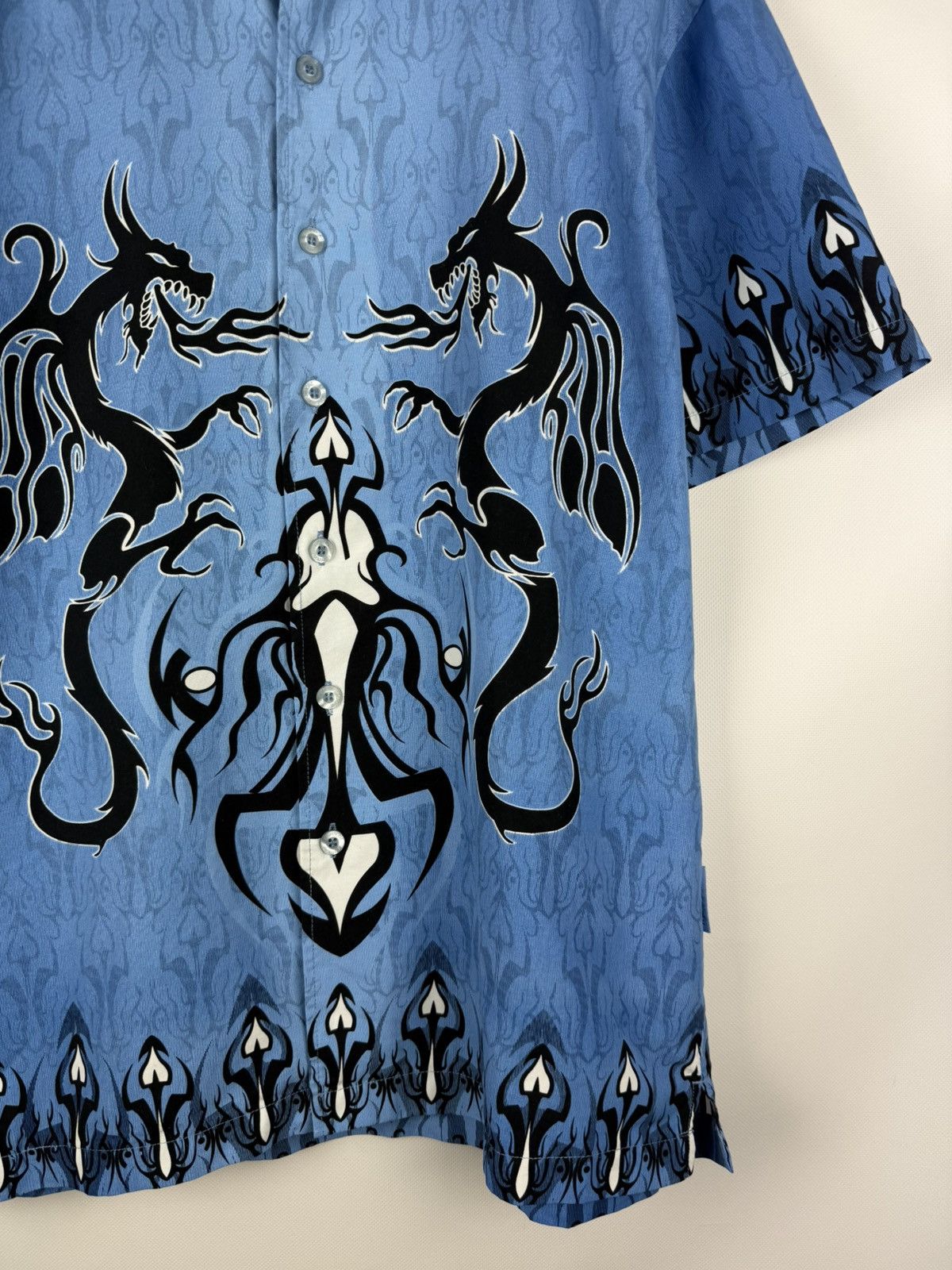Other Fishbone Tribal Dragon Overprinted Y2K Crazy Button Up Shirt Size US L / EU 52-54 / 3 - 6 Thumbnail