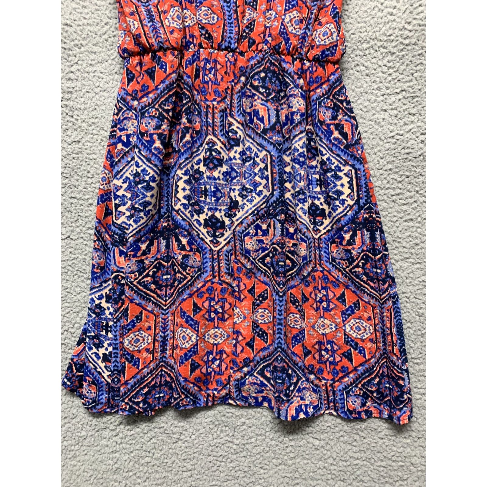 Vintage Everly Dress NWT Womens S Red Blue Ivory Spaghetti Strap Lined Elastic Waist Knee Length USA Sundress Vintage: No Size S / US 4 / IT 40 - 6 Thumbnail