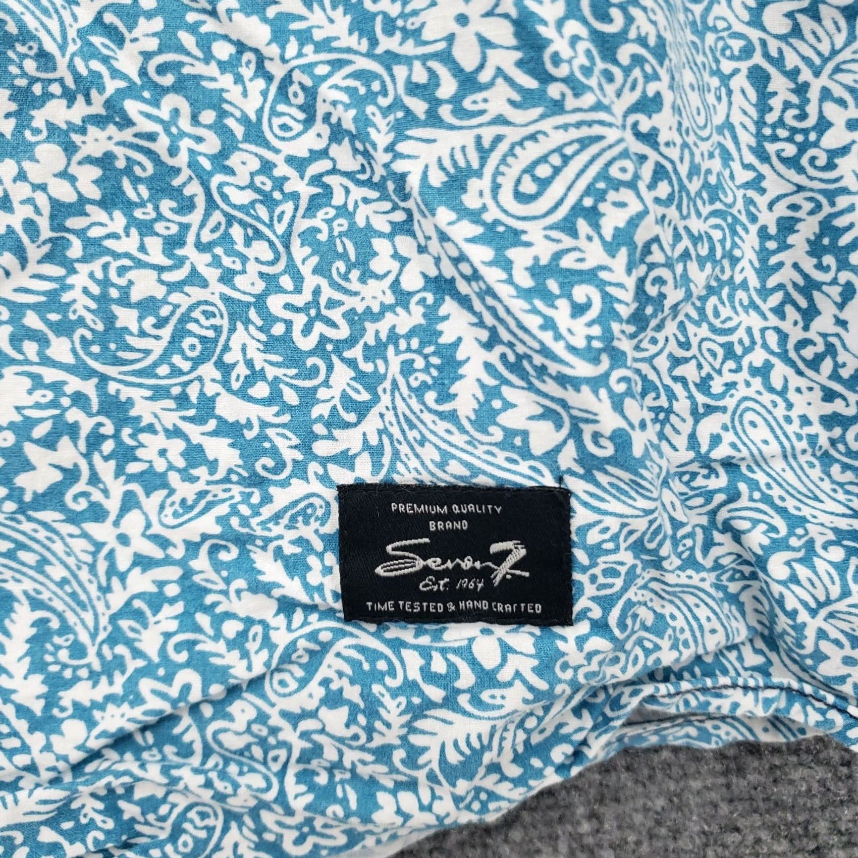 Vintage Seven7 Button Up Shirt Mens L Blue Paisley Short Sleeves Cotton Size US L / EU 52-54 / 3 - 5 Thumbnail
