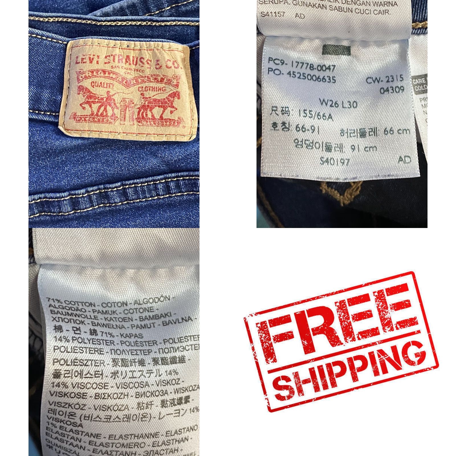 Levi's Levi's 710 Super Skinny Jeans Womens Mid Rise Stretch Medium Wash Blue 26x30 Jeans Size 26" / US 2 / IT 38 - 8 Thumbnail