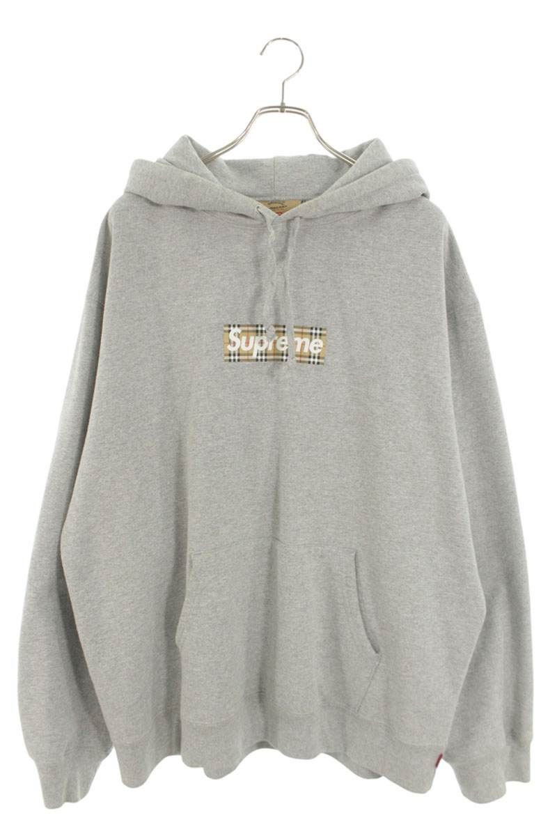 Supreme x Burberry 22SS Burberry Box Logo Hooded Sweatshirt Gray