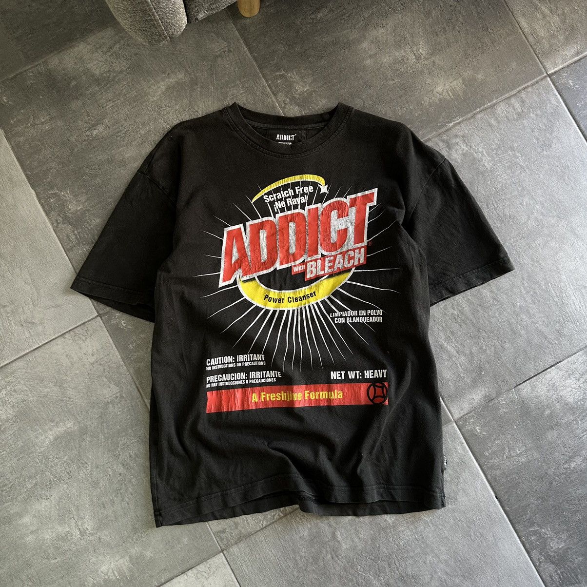 ADDICT × Vintage Vintage Japanese Style Addict T-shirts With Bleach Y2K 00s Size US M / EU 48-50 / 2 - 3 Thumbnail