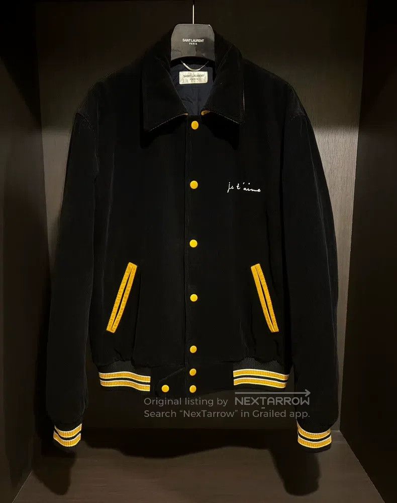 Saint Laurent Paris Saint Laurent Paris Black and Yellow Corduroy Baseball Jac Size US L / EU 52-54 / 3 - 1 Thumbnail