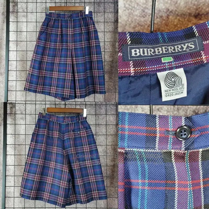 Burberry Burberry Women's Wool Plaid Pants in Deep Blue. Size 23" - 1 Thumbnail