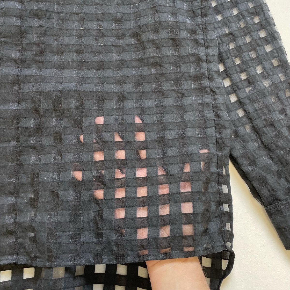 Ann Demeulemeester Black ‘Sheer Square’ Patterned Shirt Size US M / EU 48-50 / 2 - 10 Thumbnail