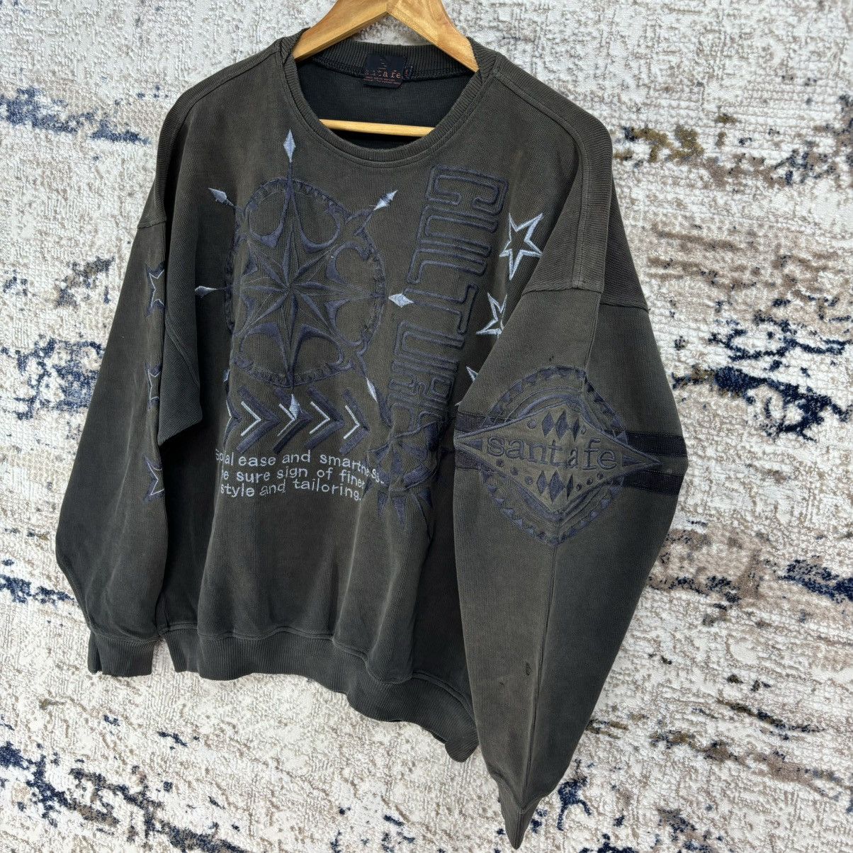 Japanese Brand × Vintage Vintage Distressed Santa Fe Embroidered Logo Sweatshirt Size US L / EU 52-54 / 3 - 7 Thumbnail