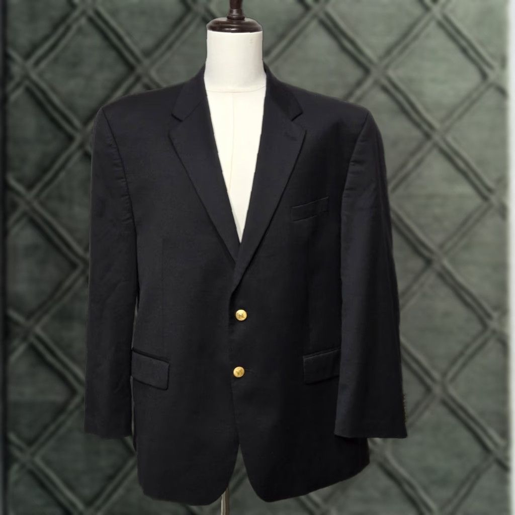 Chaps Chaps Blazer Mens 46 Regular Black Wool Sport Coat Gold Buttons Classic Size 40R - 1 Thumbnail