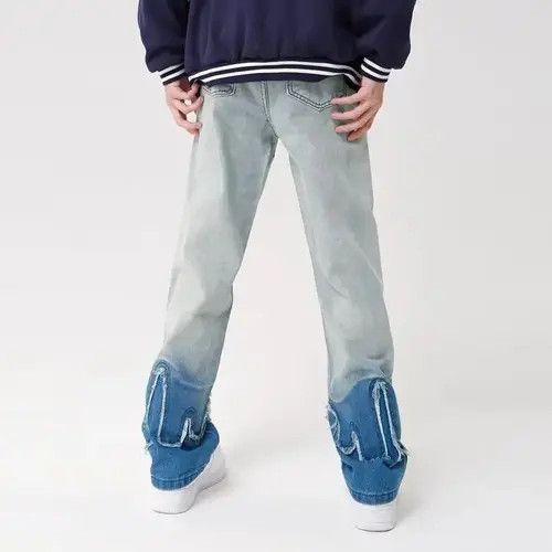 Jean Y2K Two-Tone Blue Baggy Jeans Size US 33 - 4 Thumbnail