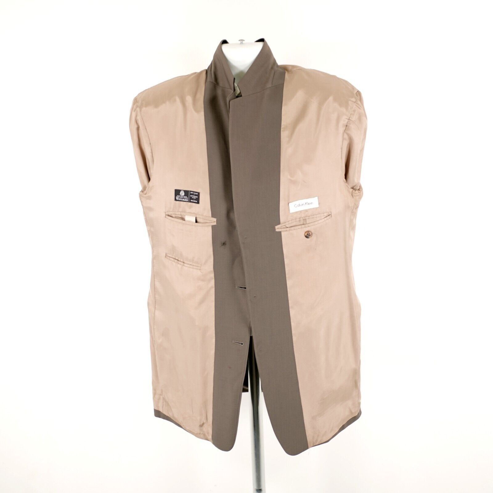 Calvin Klein Calvin Klein Wool Beige Blazer 42L 3 Button Size 42L - 12 Thumbnail