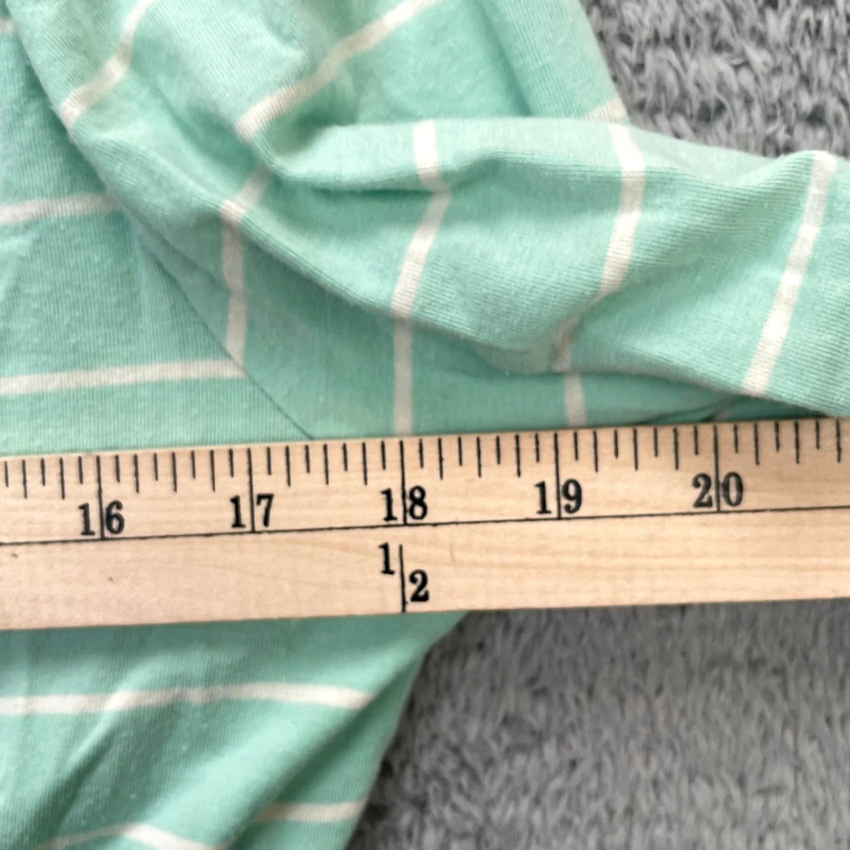 Vintage LL Bean Shirt Womens Medium Green Striped Stretch Three Quarter Sleeve Boat Neck Size M / US 6-8 / IT 42-44 - 7 Thumbnail