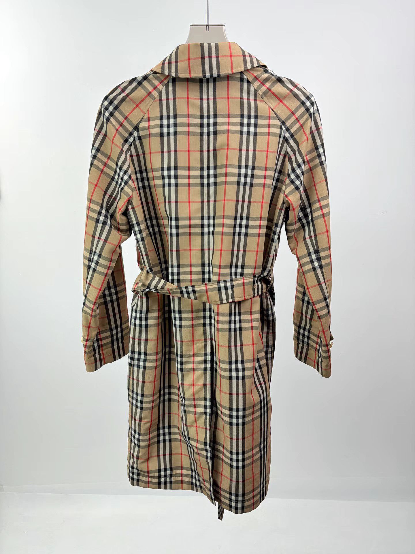 BURBERRY Check Long Sleeve Belted Dress