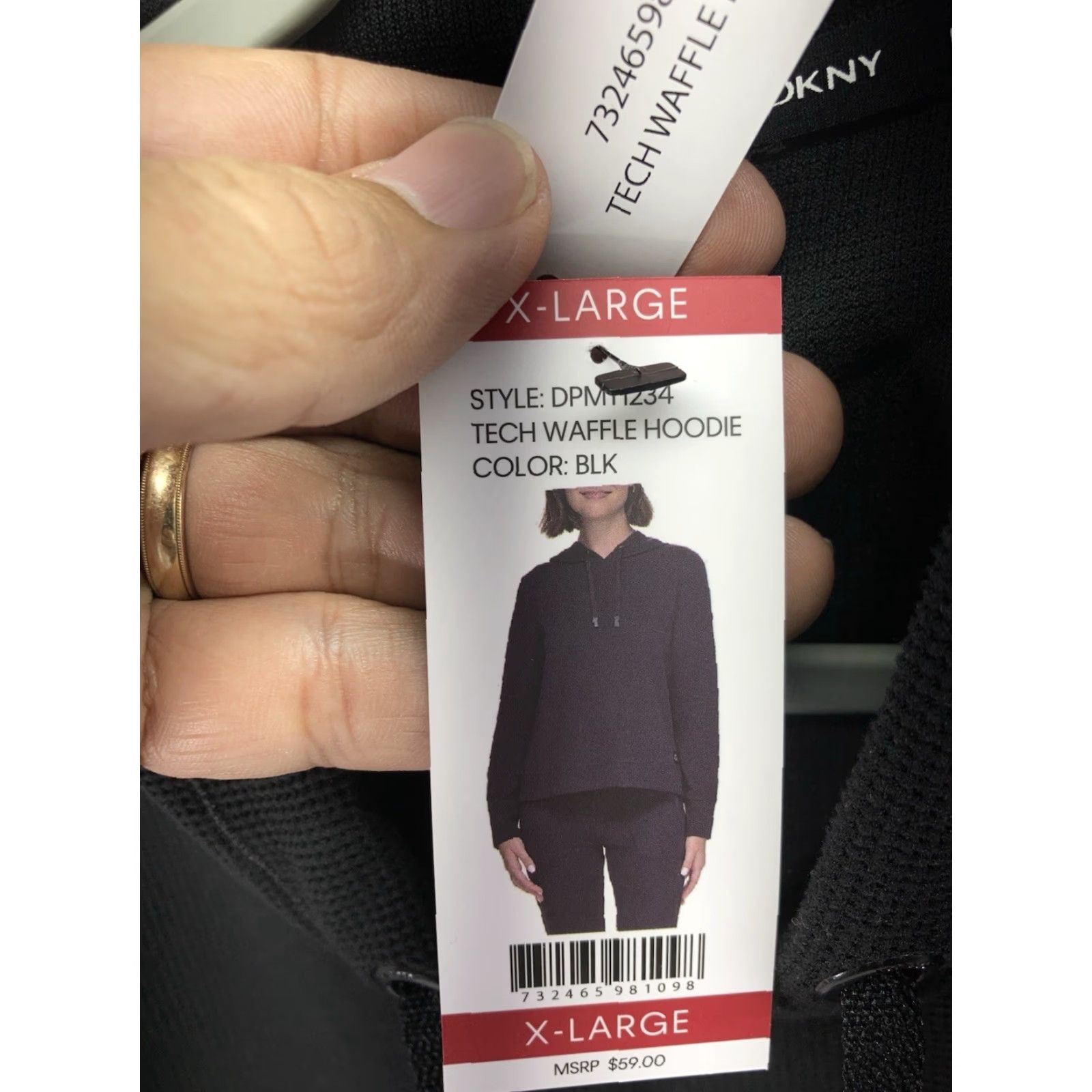 DKNY DKNY Waffle Hoodie Sweatshirt Women XL Black Long Sleeve Pullover Crop NWT Size XL / US 12-14 / IT 48-50 - 5 Thumbnail