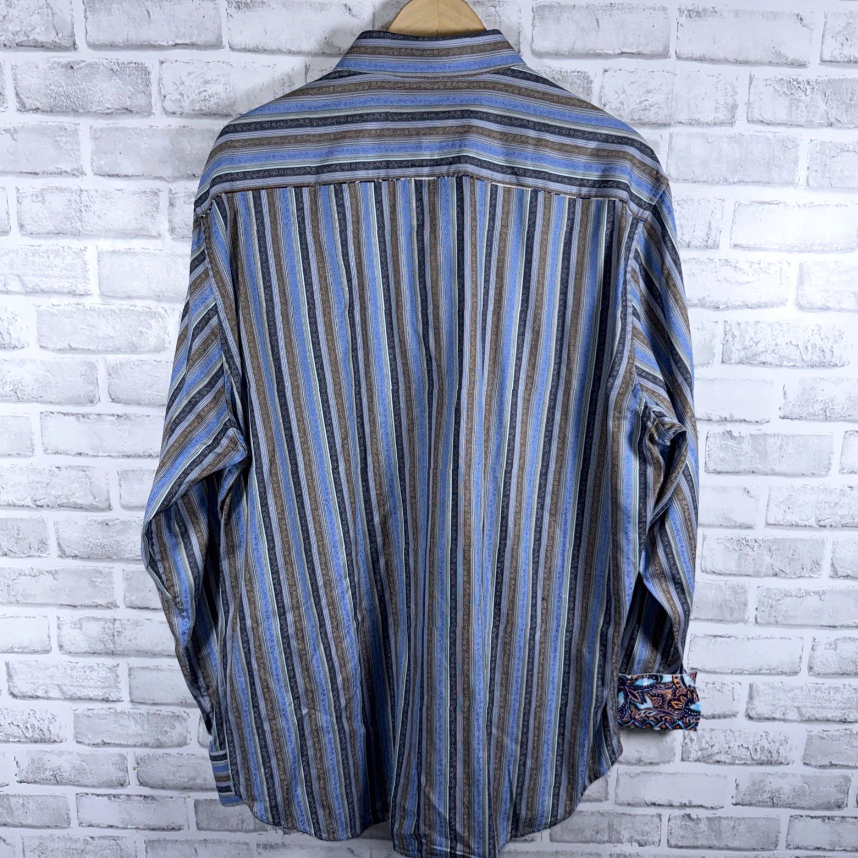 Robert Graham Robert Graham Striped Button-Up Shirt Mens 2XL Blue Long Sleeve Size US XXL / EU 58 / 5 - 4 Thumbnail