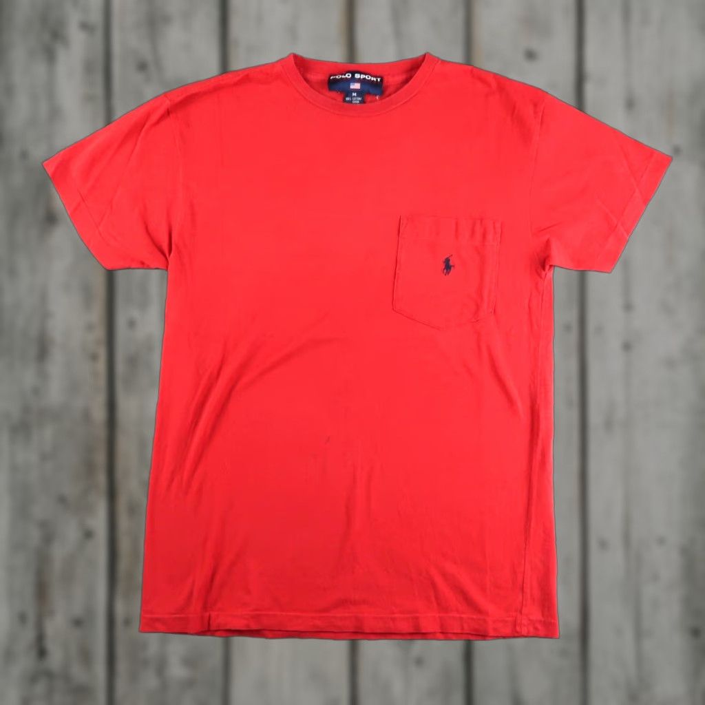 Polo Ralph Lauren VINTAGE Polo Ralph Lauren Polo Sport Red T Shirt M Medium Pony Shirt Mens 90s Size US L / EU 52-54 / 3 - 1 Thumbnail