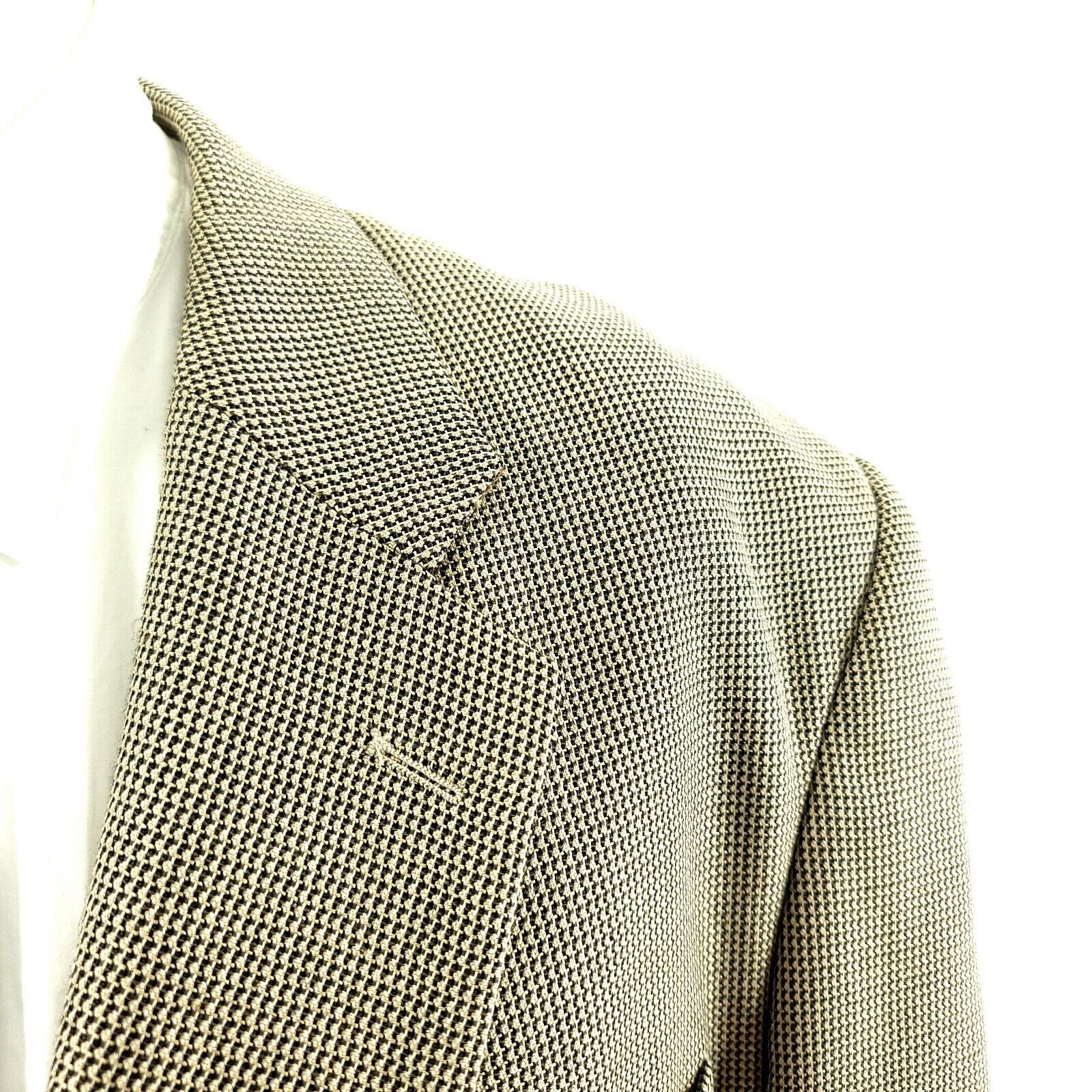 Adolfo Dominguez Adolfo Silk Wool 3 Button Sport Coat 44R Black Tan Nailshead Size 44R - 2 Thumbnail
