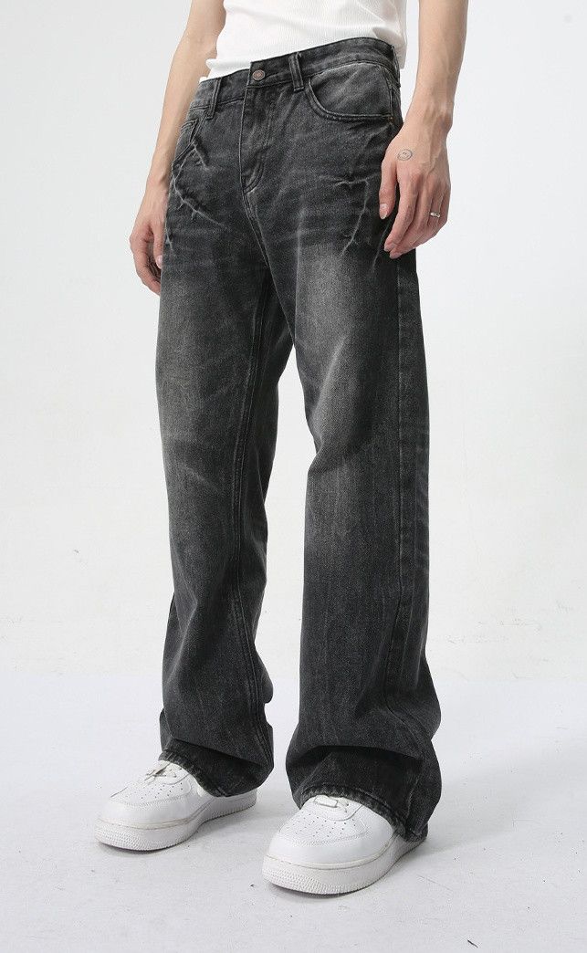 Designer × Japanese Brand Lightning Burst Black and Grey Flared Jeans Size US 32 / EU 48 - 3 Thumbnail