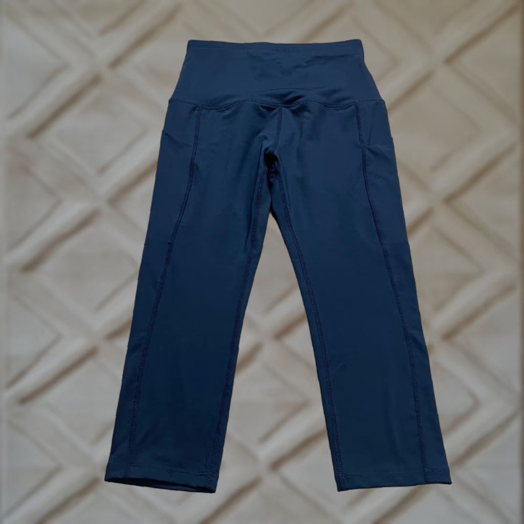 Vintage Unbranded Compression Leggings Womens Medium Navy Blue Pocket Athletic Gym 24x19 Size 32" / US 10 / IT 46 - 1 Thumbnail
