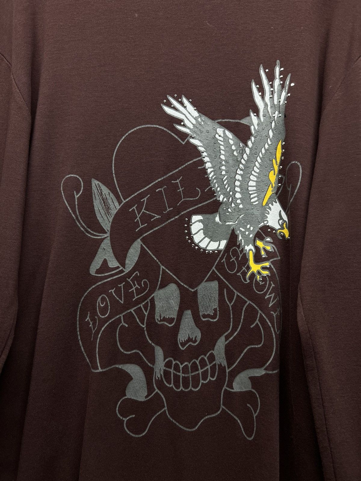 Ed Hardy Vintage Y2k Ed Hardy Skull Eagle 🦅☠️ Brown 🤎 Long Sleeve 00’s Size US L / EU 52-54 / 3 - 7 Thumbnail