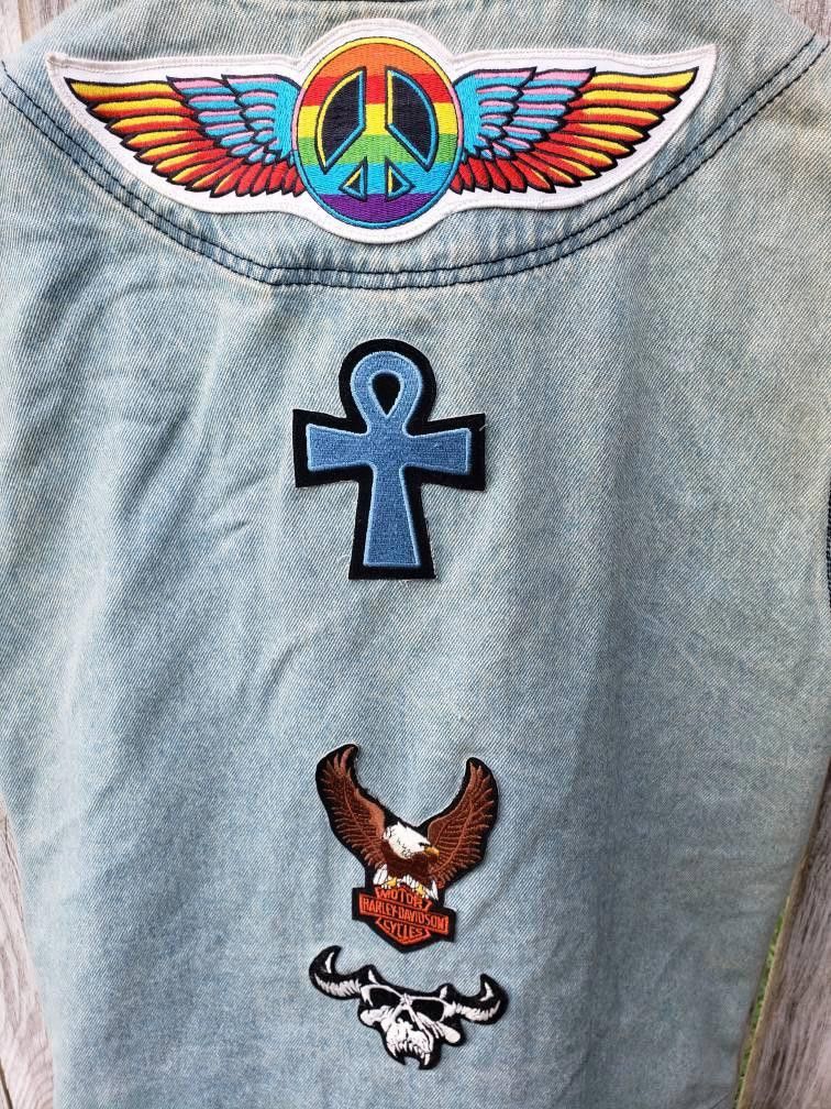 Designer RARE 90s Vintage JNCO Denim Vest Custom Patches 100% Cotton Size L / US 10 / IT 46 - 6 Thumbnail