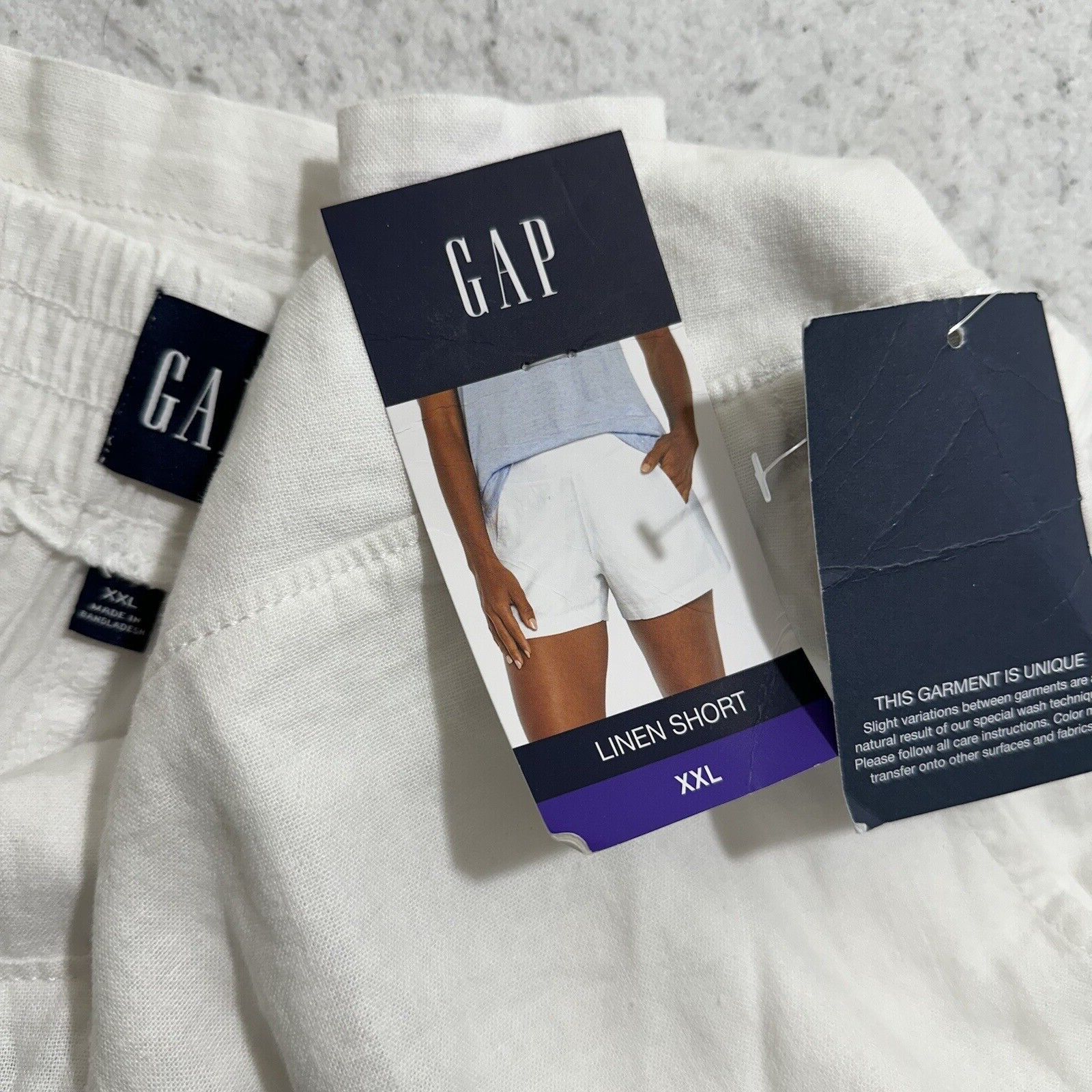Gap GAP XXL Linen Shorts 3" Inseam White Flat Front Lightweight Size 42" / US 20 - 4 Thumbnail