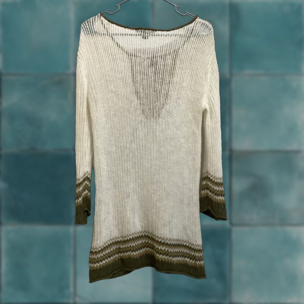 Tommy Bahama Tommy Bahama Tunic Women M White Linen Cotton 3/4 Sleeve Open Knit Cover Up Beach Bohemian Coastal Light Breathable Casual Travel Size M / US 6-8 / IT 42-44 - 1 Thumbnail