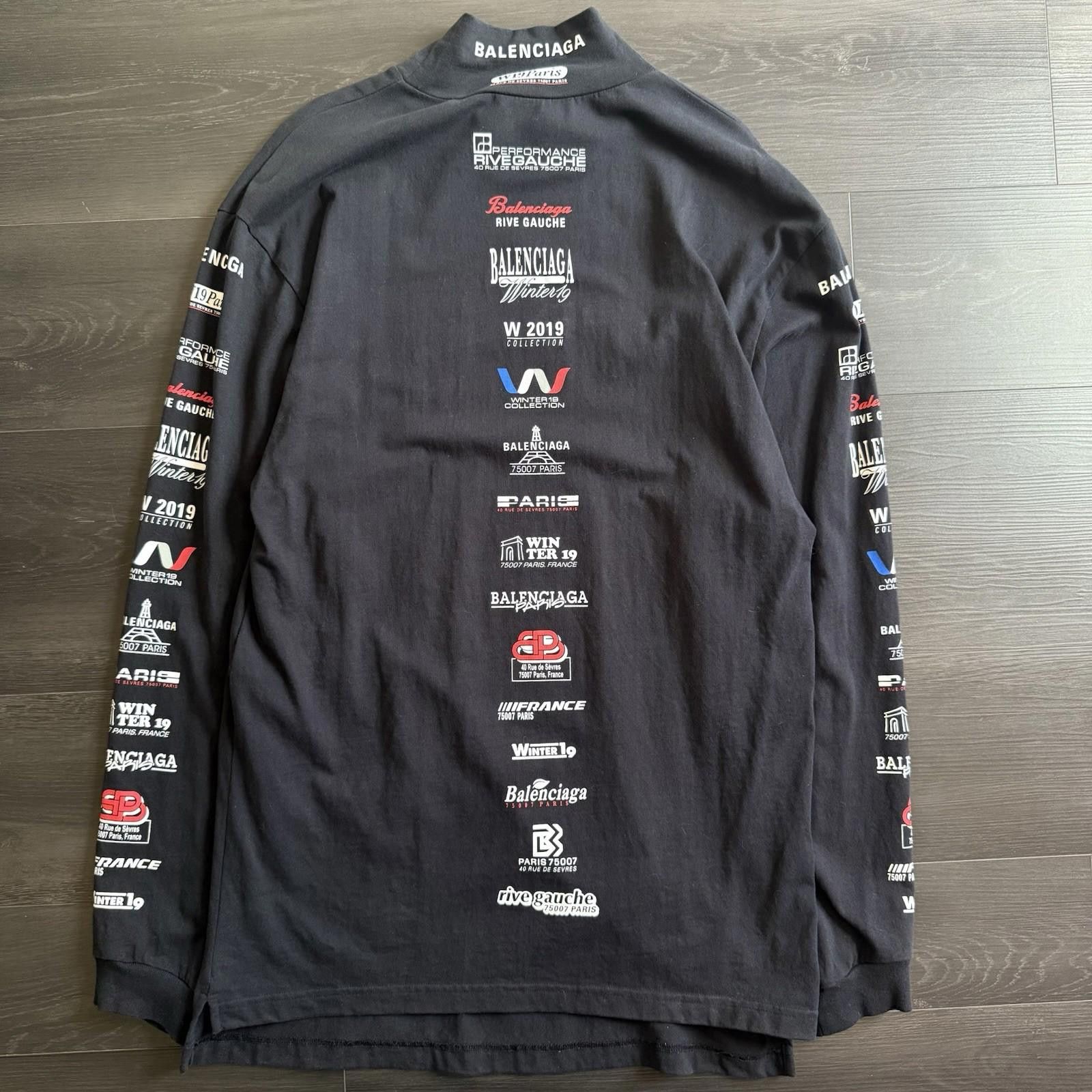 Balenciaga BALENCIAGA MULTI LOGO HI-NECK OVERSIZED LS TEE Size M Black Size US M / EU 48-50 / 2 - 2 Thumbnail