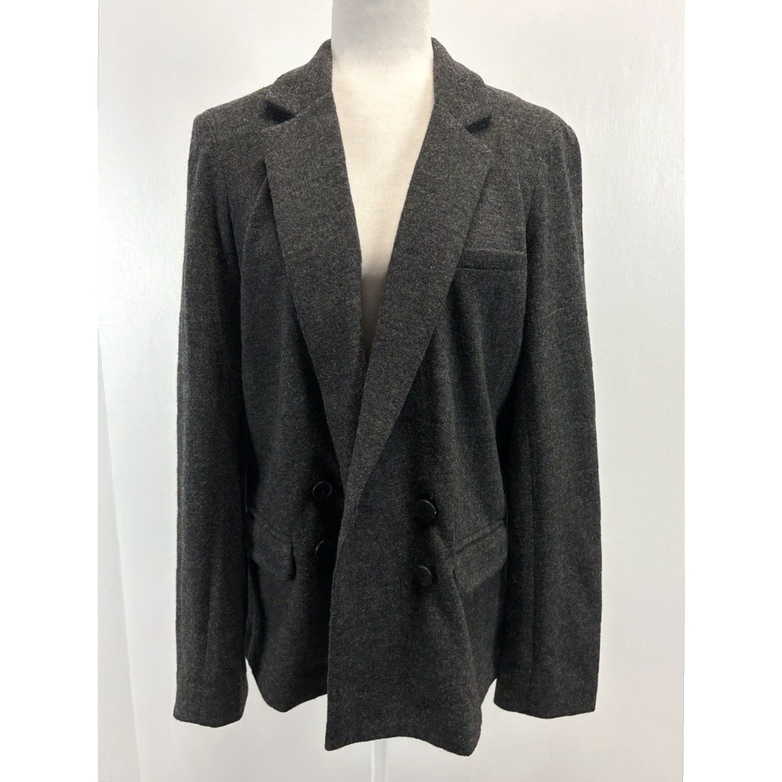 J.Crew J. Crew Charcoal Knit Blazer Jacket Size 10 Women's Double Breast Wool Size L / US 10 / IT 46 - 6 Thumbnail