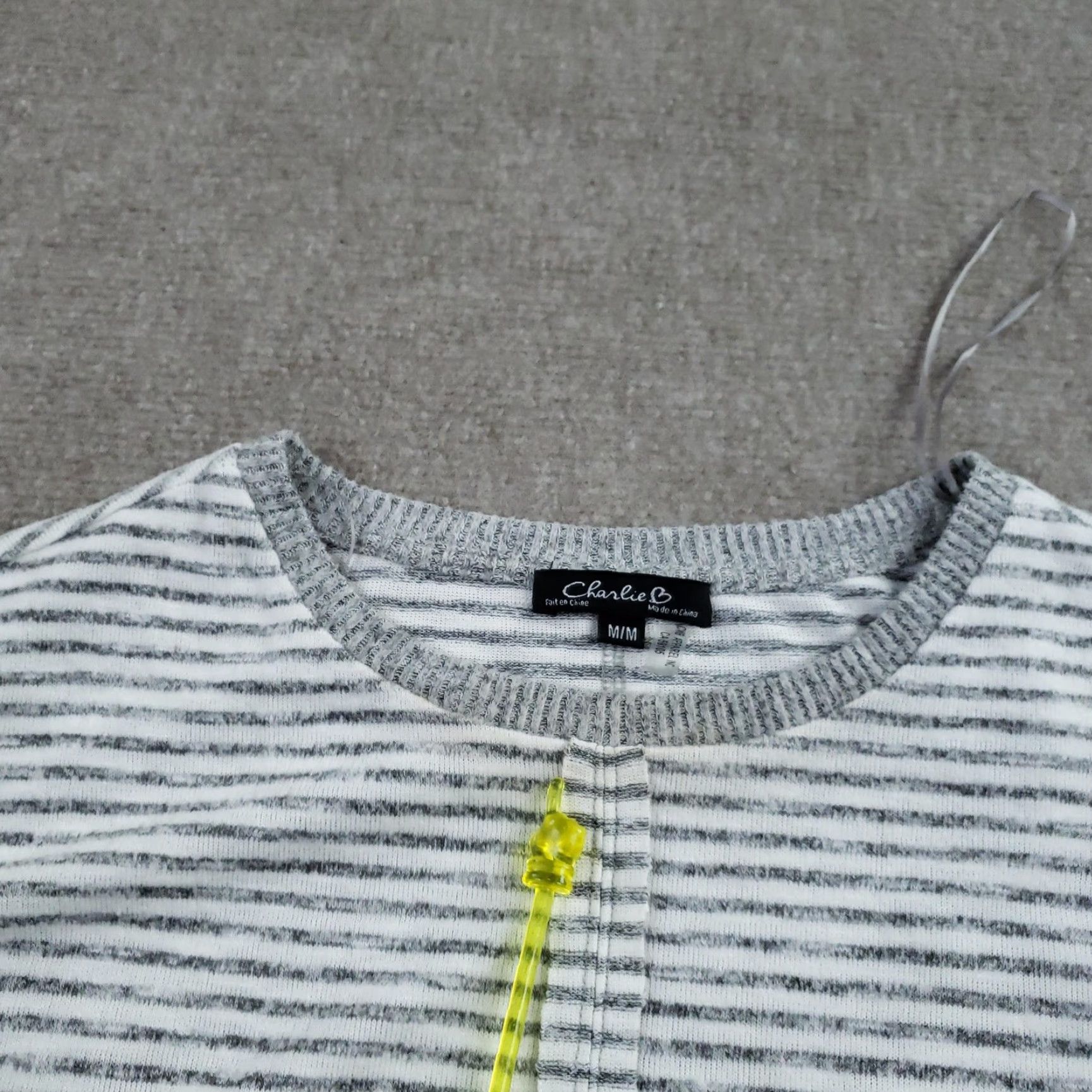 Vintage Charlie B Sweater Womens Medium Gray Striped Knit Tunic Long Sleeve Crewneck Size M / US 6-8 / IT 42-44 - 7 Thumbnail