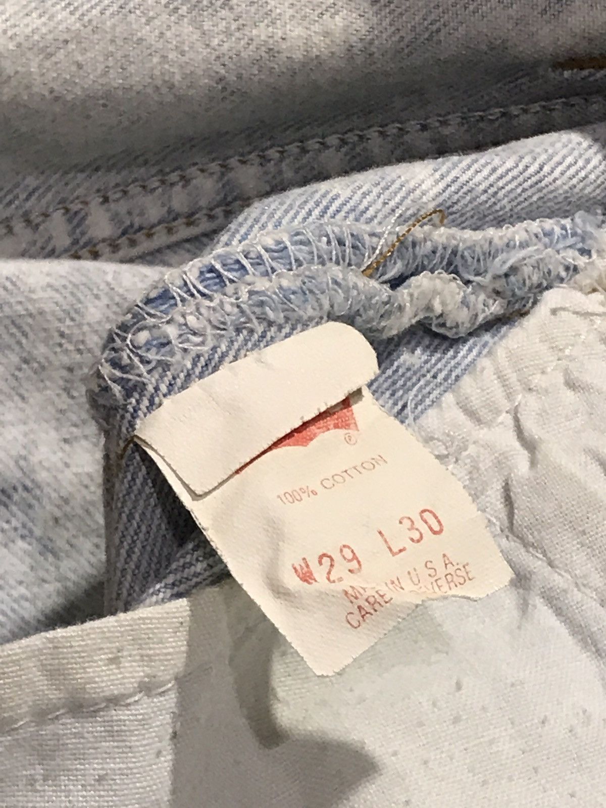 Levi's Vintage 90s Levi’s 501 Denim Jeans Blue/White 29x30 Usa Size US 29 - 12 Thumbnail