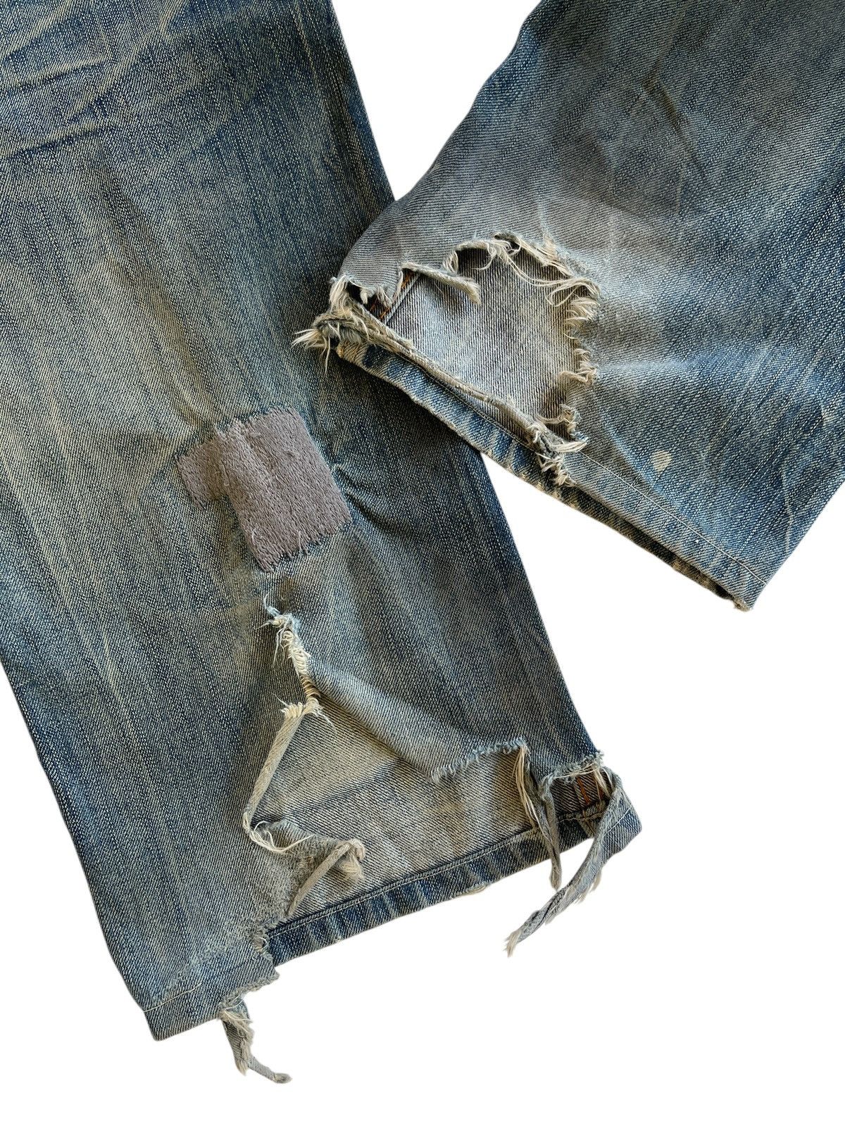 Japanese Brand Rag Recycle Dirty Distressed Jeans Size US 35 - 10 Thumbnail