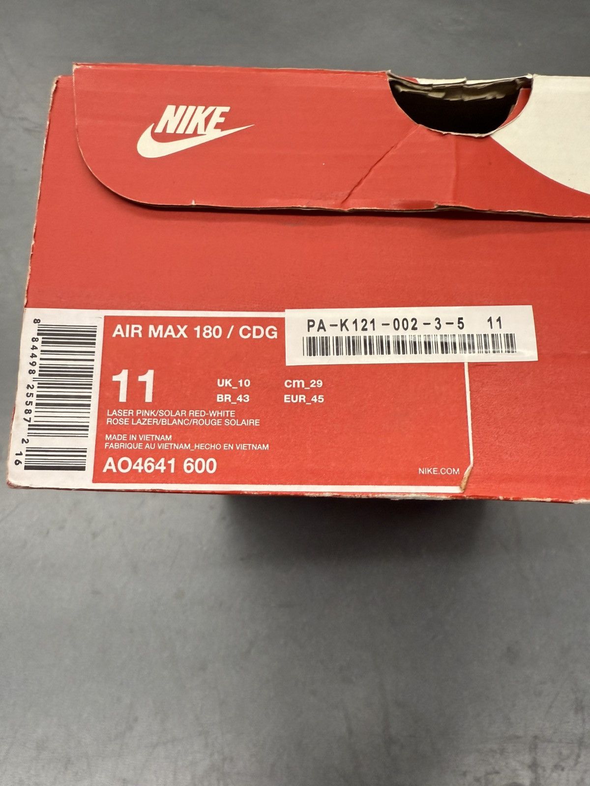 Comme des Garcons × Nike 2018 Nike Air Max 180 Comme des Garcons Pink Size US 11 / EU 44 - 11 Thumbnail