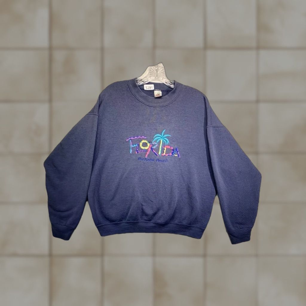 Fruit Of The Loom VINTAGE Fruit of the Loom Sweatshirt Adult Large Daytona Beach Embroidered Logo 90s Retro Beach USA Cotton Fleece Size US L / EU 52-54 / 3 - 1 Thumbnail