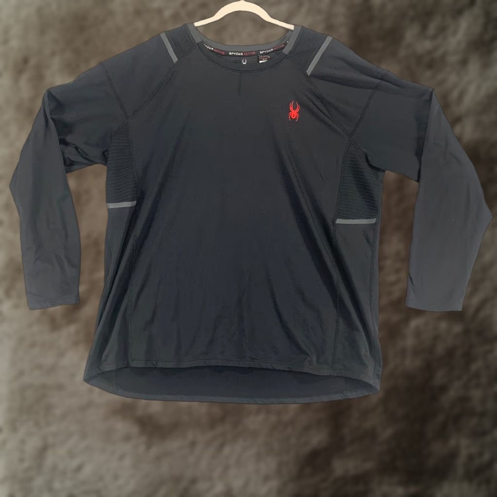 Spyder Spyder Shirt Mens XL Black Long Sleeve Active Stretch Performance Pullover ProwB Size US XL / EU 56 / 4 - 1 Thumbnail