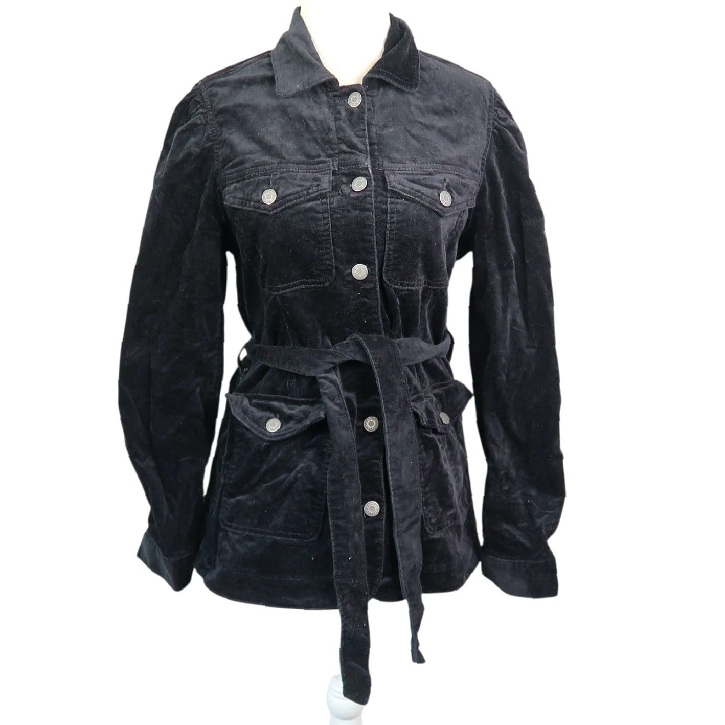 Gap **Black Velvet Belted Button Front Gap Jacket S** User: Black Velvet Belted Button Front Gap Jacket S Size S / US 4 / IT 40 - 2 Thumbnail