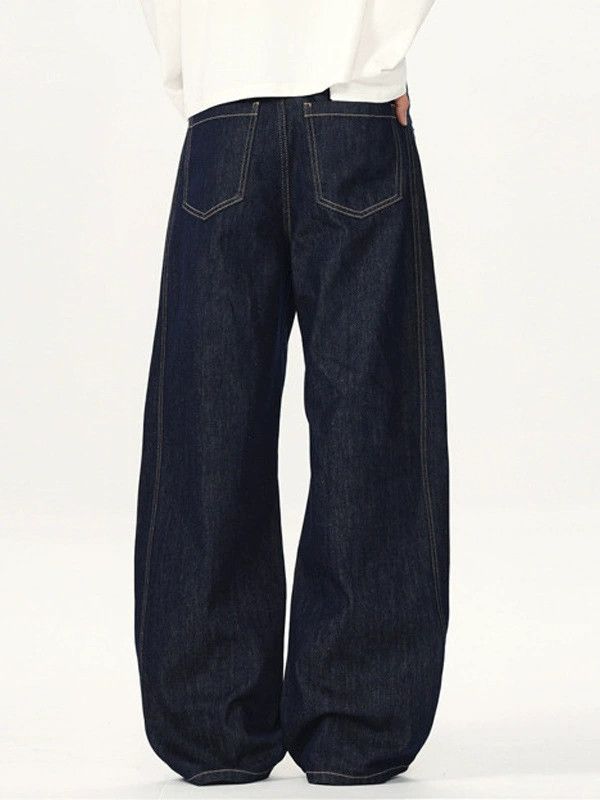 Jean Men's retro patchwork washed straight jeans Size US 32 / EU 48 - 4 Thumbnail
