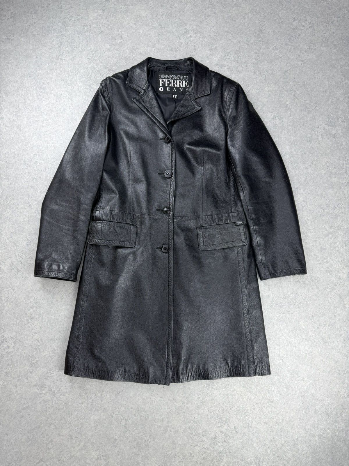Gianfranco Ferre Vintage Gianfranco Ferre Leather Black Coat Jacket Unisex Size US S / EU 44-46 / 1 - 1 Thumbnail
