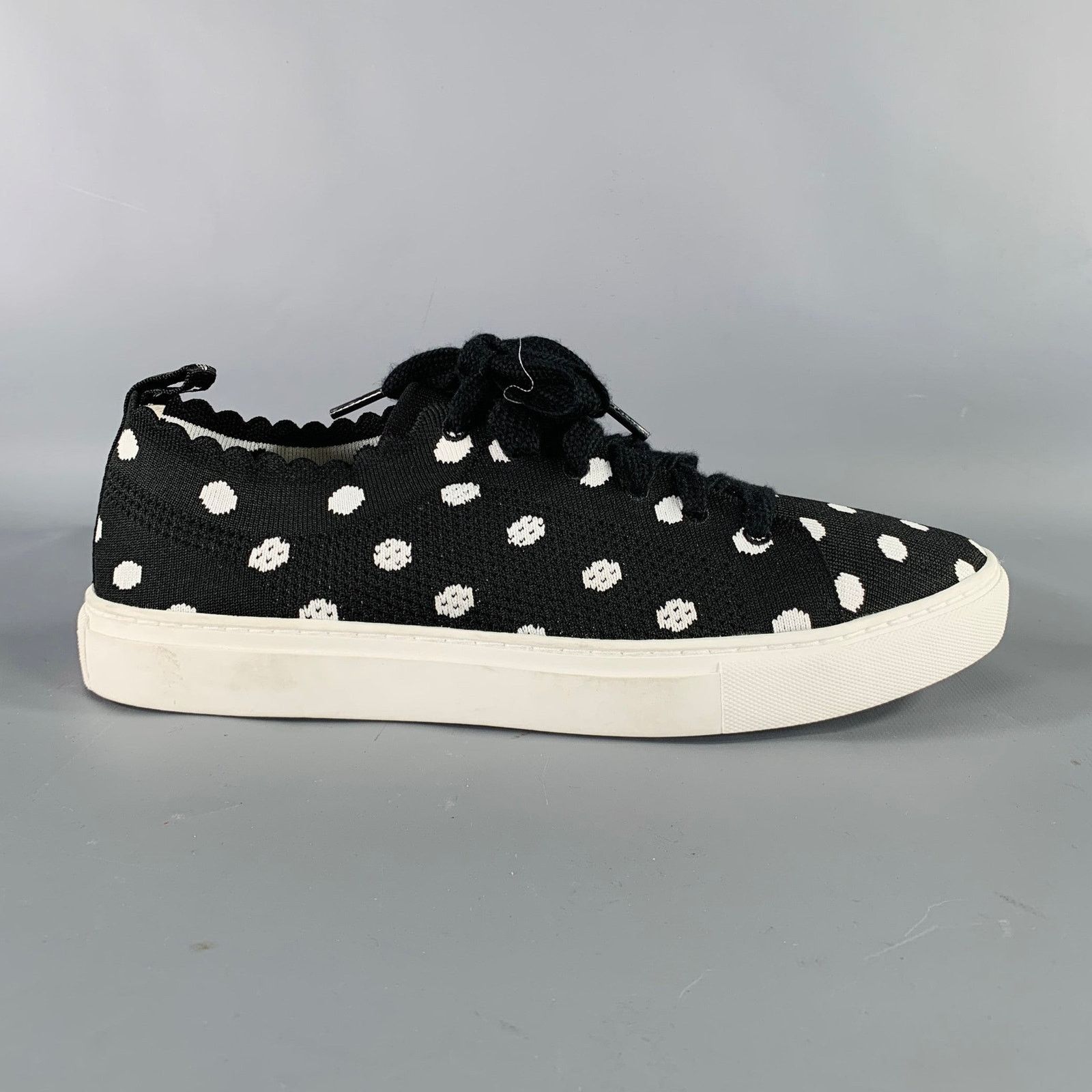 Kate Spade 9.5 Black White Nylon Polka Dot Scallop Trim Sneakers Size US 9.5 / IT 39.5 - 2 Thumbnail