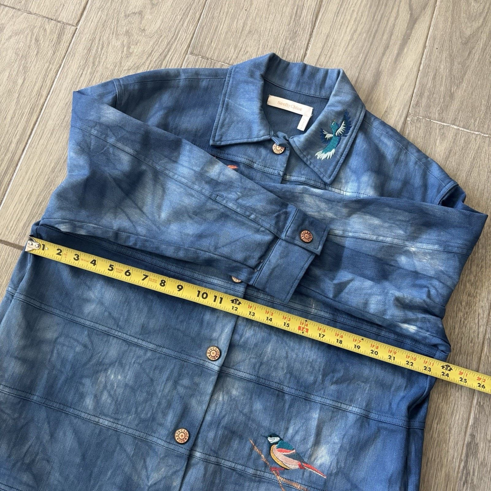 See by Chloe See By Chloé Denim Jacket Women’s 42 Acid Wash Embroided Size M / US 6-8 / IT 42-44 - 13 Thumbnail