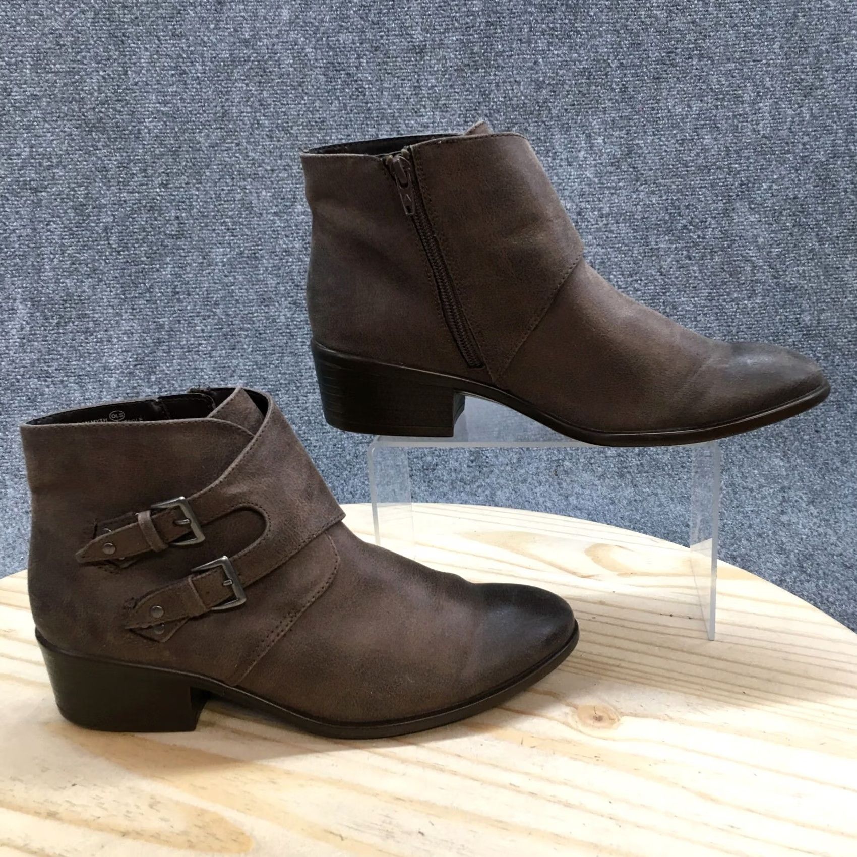 Vintage Aerosoles Boots Womens 9 M Urban Myth Ankle Bootie Brown Monk Strap Casual Block Heel Size US 9 / IT 39 - 2 Thumbnail