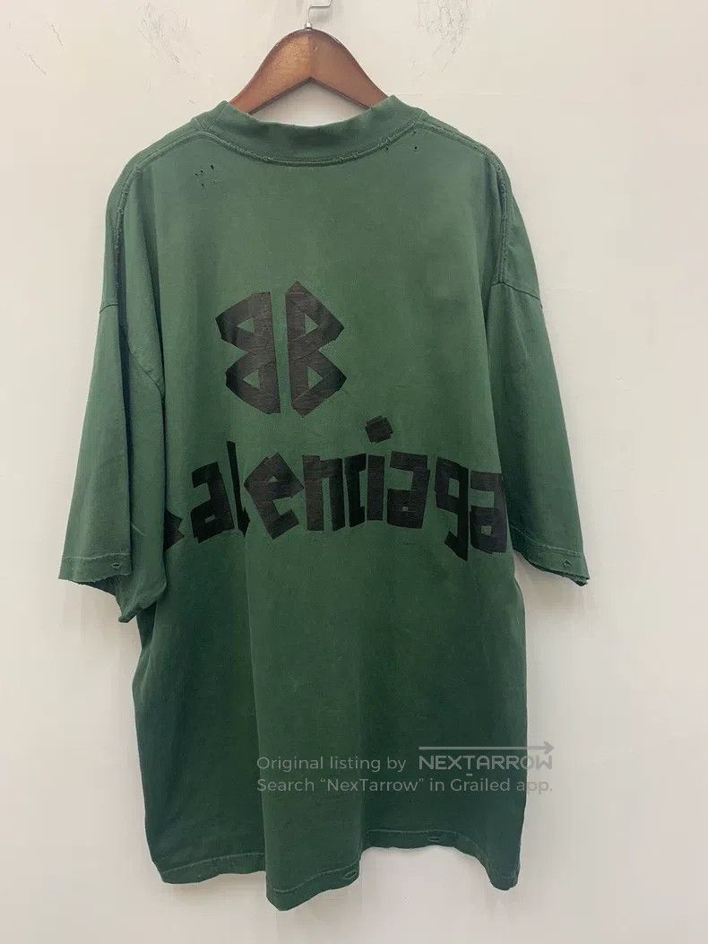 Balenciaga Balenciaga Green Tape Lettering Short Sleeve T-Shirt Size US M / EU 48-50 / 2 - 2 Thumbnail