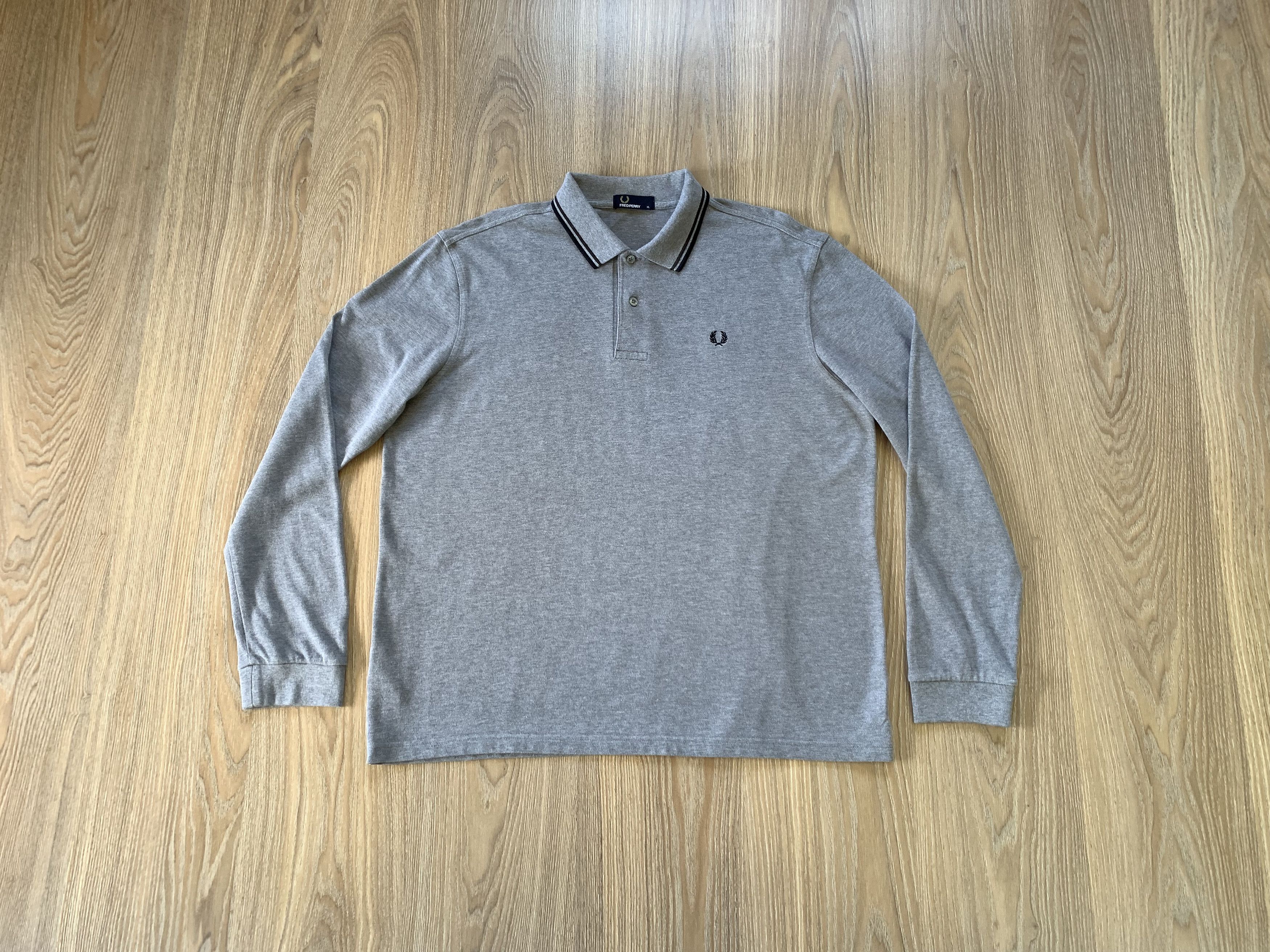 Designer × Fred Perry Fred Perry Basic Gray Cotton Long Sleeve Polo Size US XL / EU 56 / 4 - 10 Thumbnail
