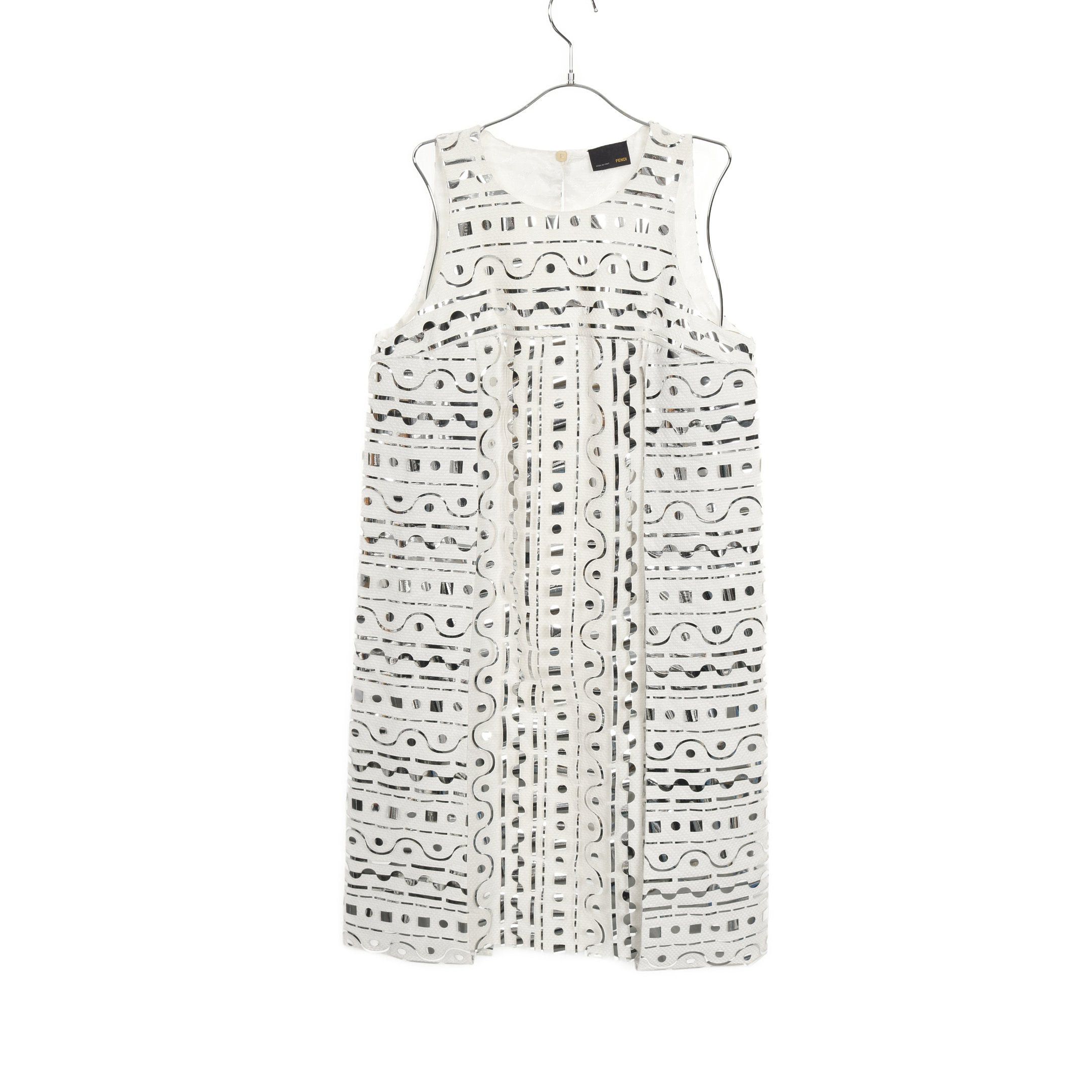 Fendi Fendi One Piece No Sleeve Cotton White Silver Size ONE SIZE - 1 Thumbnail