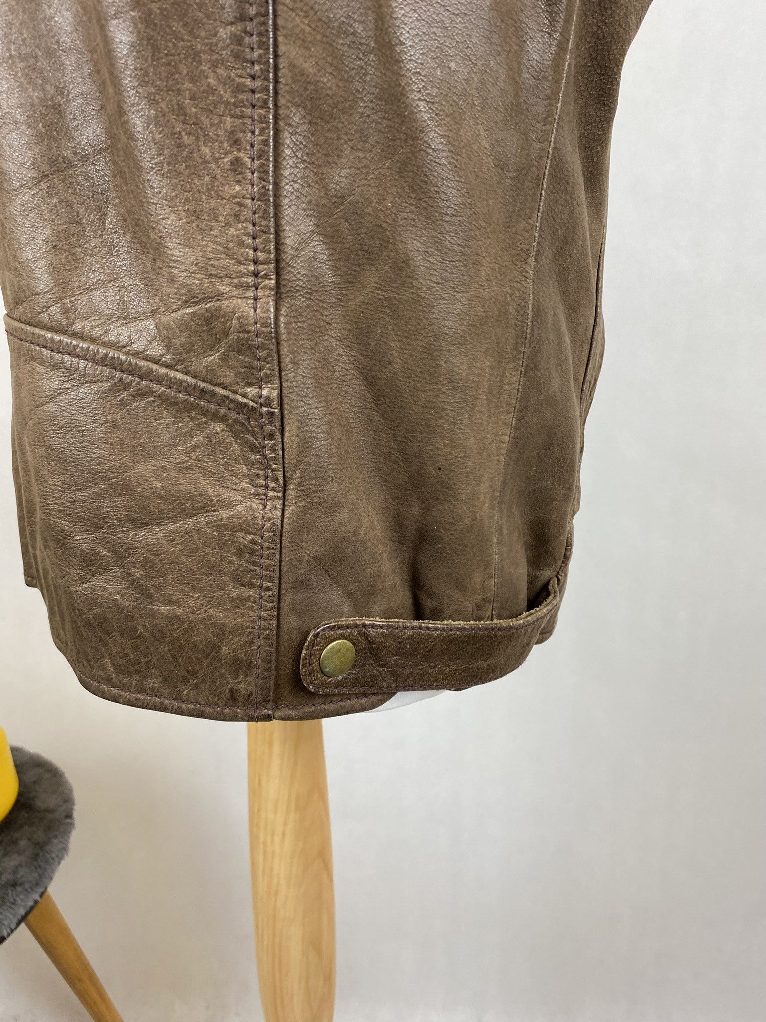 Genuine Leather × Vintage real leather moto biker jacket faded washed Size US L / EU 52-54 / 3 - 8 Thumbnail